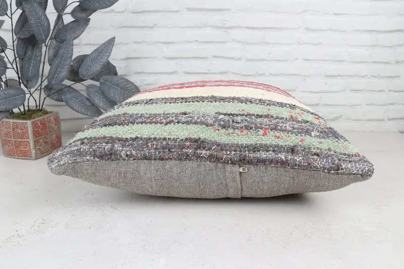 22x22 Orange Pillow Cover, Pillow Sham, Outdoor Patio Pillow Cover, Interior Designer Pillow, Boho Pillow Sham Cover, Vintage Kilim Throw Pillow - 6