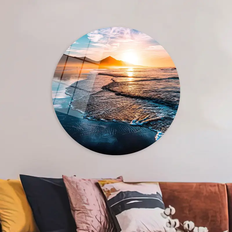 Elegant Seascape Canvas: Ocean Waves & Sunset Serenity