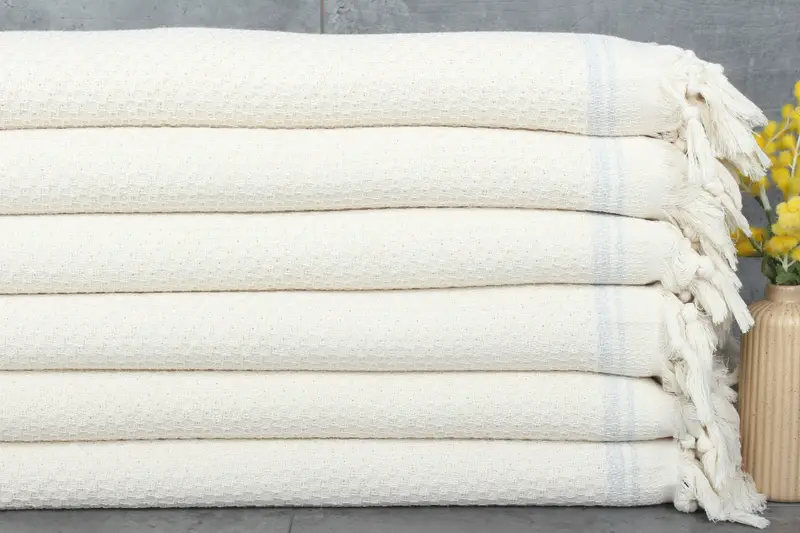 Bachelorette Woven Blanket Striped Throw Light Gray Cotton, 91x93 Inches