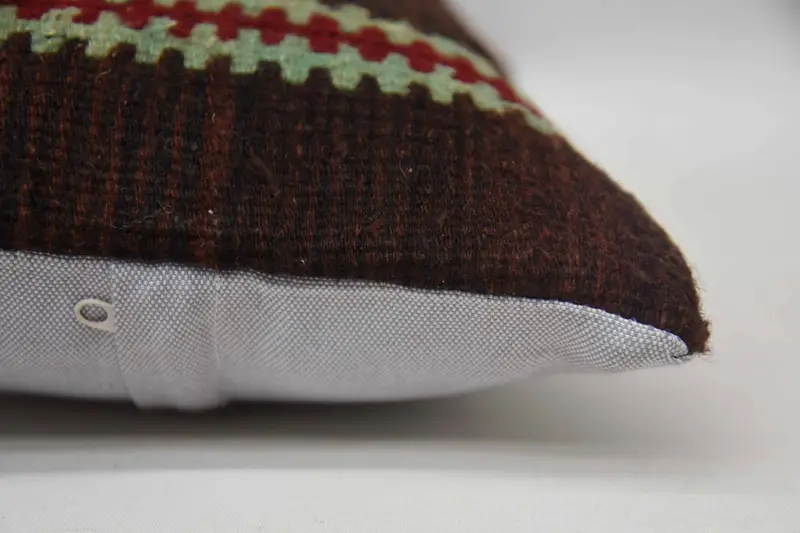 Kilim Pillow, Vintage Kilim Throw Pillow, Traditional Pillow Cover, Pillow, Turkish Kilim Pillow, Natural Cushion, 12x24 Brown Cushion Cover - 5