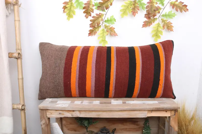 16x36 Red Pillow Cover, Accent Throw Cushion Case, Interior Designer Pillow, Cushion Cover, Throw Kilim Pillow, Gift Pillow - 1