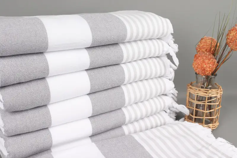 Personalized Bridesmaid Gift Terry Peshtemal Towel, Dark Gray-Light Gray, 36x67 Inches