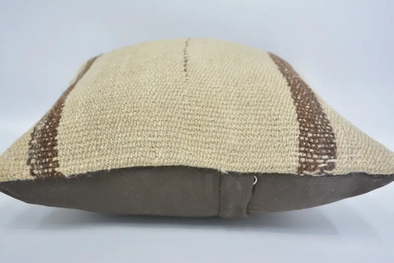 Pillow Case, Home Decor Pillow, Vintage Kilim Throw Pillow, 12x12 Beige Pillow Cover, Armchair Pillow Case, Boho Pillow Sham Cover - 5