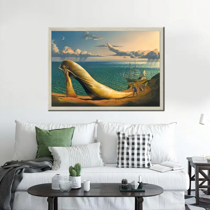 Surreale abstrakte Schuhe aus bedrucktem Glas: Moderne Eleganz für Ihren Raum