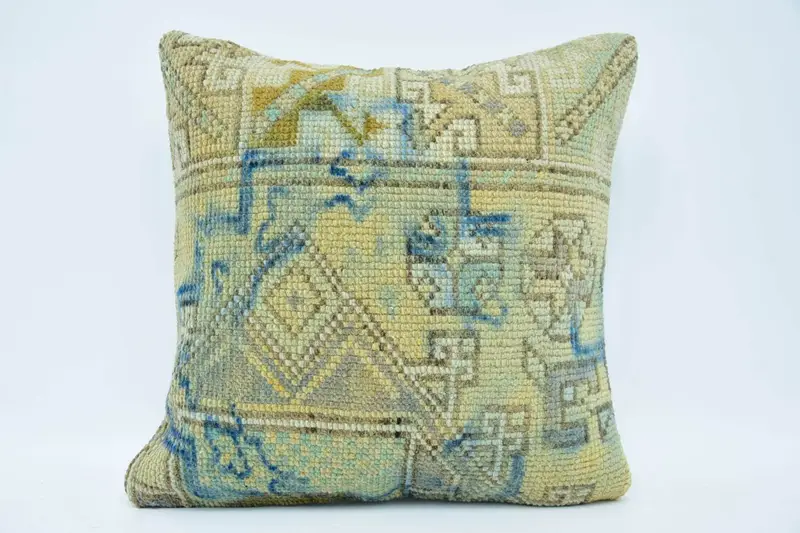 18x18 Yellow Pillow Cover, Pillow, Tapestry Cushion Case, Boho Throw Pillow Cover, Gift Pillow, Home Decor Pillow, Kilim Pillow, Natural Cushion - 1
