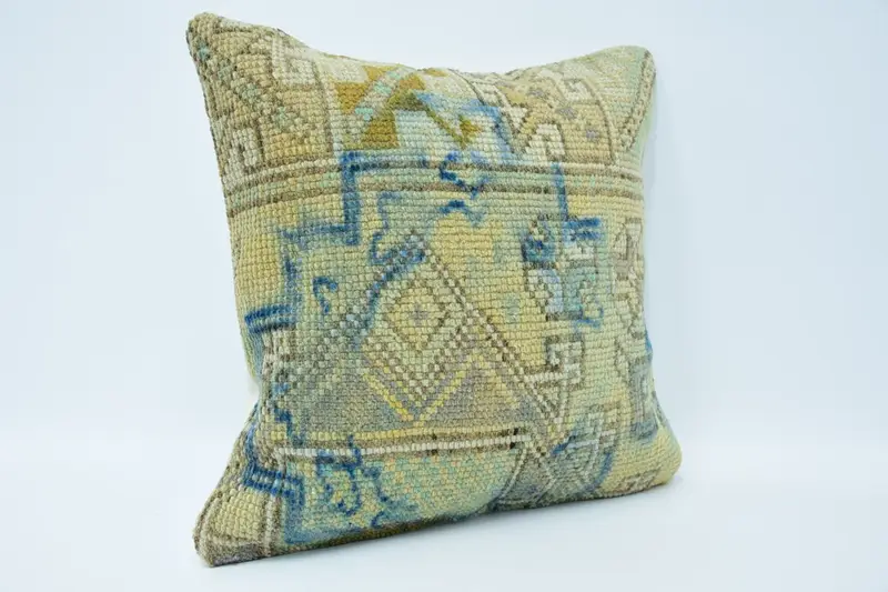 18x18 Yellow Pillow Cover, Pillow, Tapestry Cushion Case, Boho Throw Pillow Cover, Gift Pillow, Home Decor Pillow, Kilim Pillow, Natural Cushion - 3
