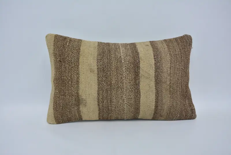 Kilim Pillow Cover, Handmade Kilim Cushion, 12x20 Brown Cushion Cover, Kilim Cushion Sham, Neutral Throw Pillow Case, Pillow Cover - 1