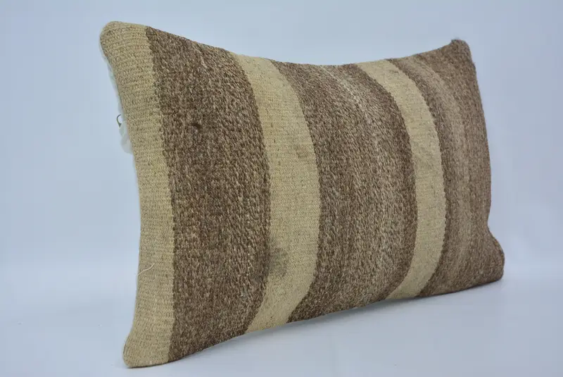 Kilim Pillow Cover, Handmade Kilim Cushion, 12x20 Brown Cushion Cover, Kilim Cushion Sham, Neutral Throw Pillow Case, Pillow Cover - 3