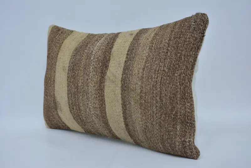 Kilim Pillow Cover, Handmade Kilim Cushion, 12x20 Brown Cushion Cover, Kilim Cushion Sham, Neutral Throw Pillow Case, Pillow Cover - 4