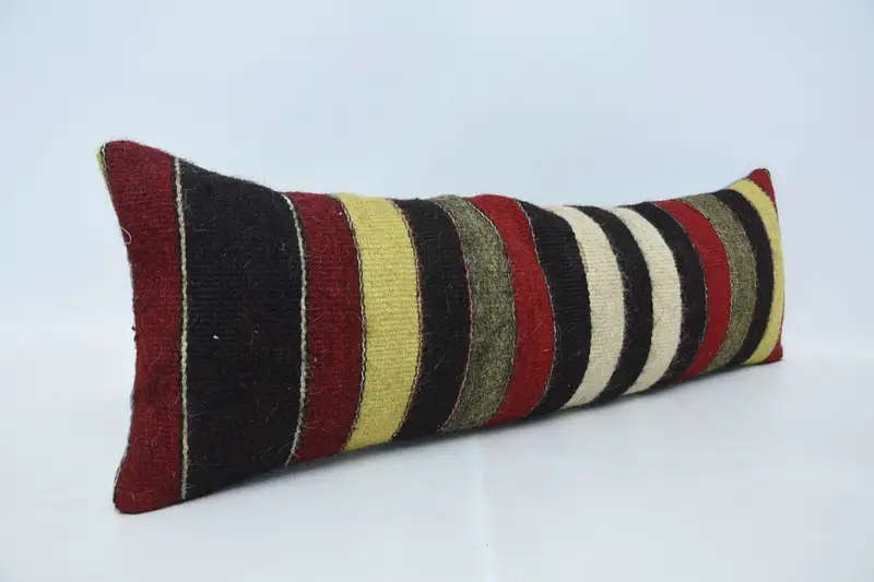 12x36 Red Cushion, Vintage Kilim Throw Pillow, Antique Pillows, Custom Pillow Case, Kilim Rug Cushion Case, Turkish Pillow, Cushion - 3