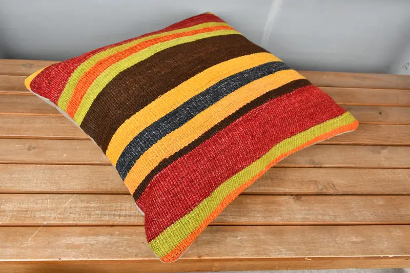Armchair Pillow Cover, Wholesale Cushion, Boho Pillow Sham Cover, 18x18 Red Pillow, Handmade Kilim Cushion, Pillow for Couch, Pillow - 2