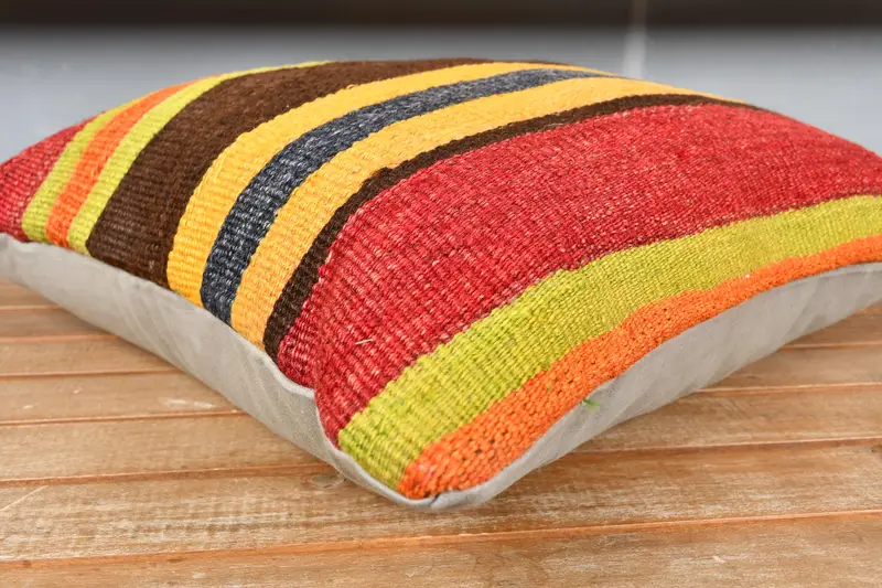 Armchair Pillow Cover, Wholesale Cushion, Boho Pillow Sham Cover, 18x18 Red Pillow, Handmade Kilim Cushion, Pillow for Couch, Pillow - 3
