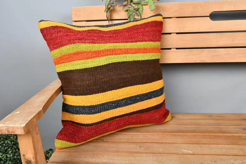 Armchair Pillow Cover, Wholesale Cushion, Boho Pillow Sham Cover, 18x18 Red Pillow, Handmade Kilim Cushion, Pillow for Couch, Pillow - 1