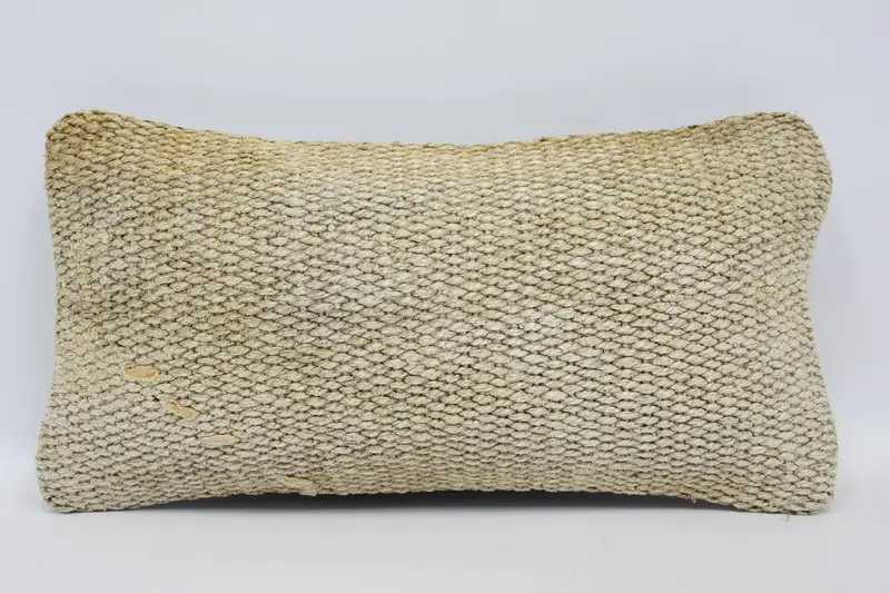 Vintage Antique 8x16 inch Euro Sham, Woven Garden FloorBeige Pillow Sham - 1