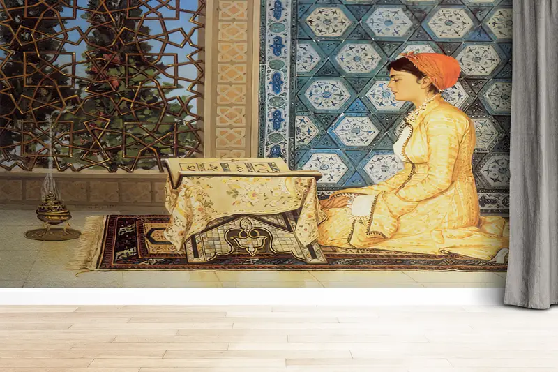 Islamic Gift Wall Decor, , Girl Reading Quran Wall Paper, 3d Wall Paper, Custom Wall Paper, Bright Wall Paper, Reproduction Wall Mural, - 8