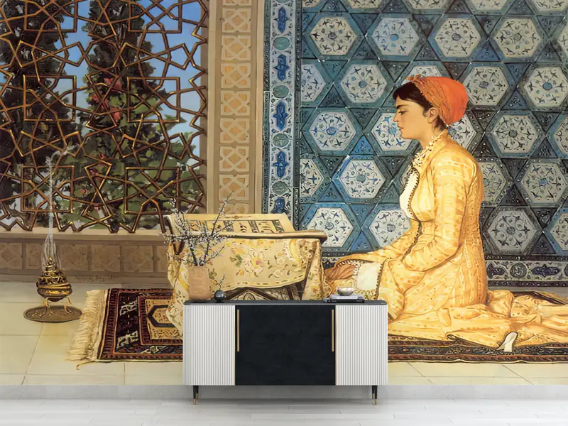 Islamic Gift Wall Decor, , Girl Reading Quran Wall Paper, 3d Wall Paper, Custom Wall Paper, Bright Wall Paper, Reproduction Wall Mural, - 7