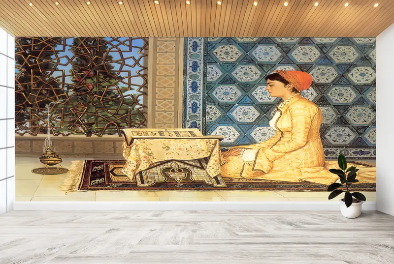 Islamic Gift Wall Decor, , Girl Reading Quran Wall Paper, 3d Wall Paper, Custom Wall Paper, Bright Wall Paper, Reproduction Wall Mural, - 6
