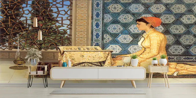 Islamic Gift Wall Decor, , Girl Reading Quran Wall Paper, 3d Wall Paper, Custom Wall Paper, Bright Wall Paper, Reproduction Wall Mural, - 2
