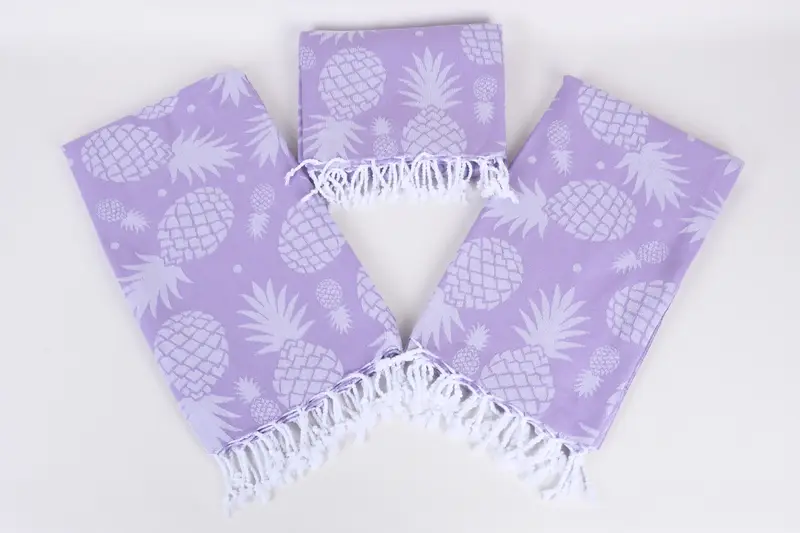 Sand-free peshtemal towel for the beach, Bridal Shower Favors, Valentines Gift, Handmade Gift, Home Decor Gifts, 70x36 Cotton Pineapple Design Towel - 8