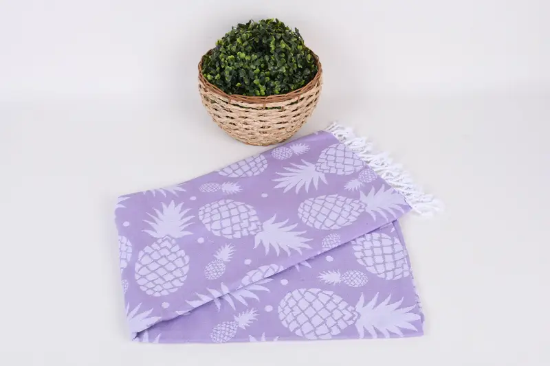 Sand-free peshtemal towel for the beach, Bridal Shower Favors, Valentines Gift, Handmade Gift, Home Decor Gifts, 70x36 Cotton Pineapple Design Towel - 6