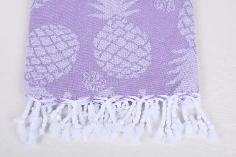 Sand-free peshtemal towel for the beach, Bridal Shower Favors, Valentines Gift, Handmade Gift, Home Decor Gifts, 70x36 Cotton Pineapple Design Towel - 5