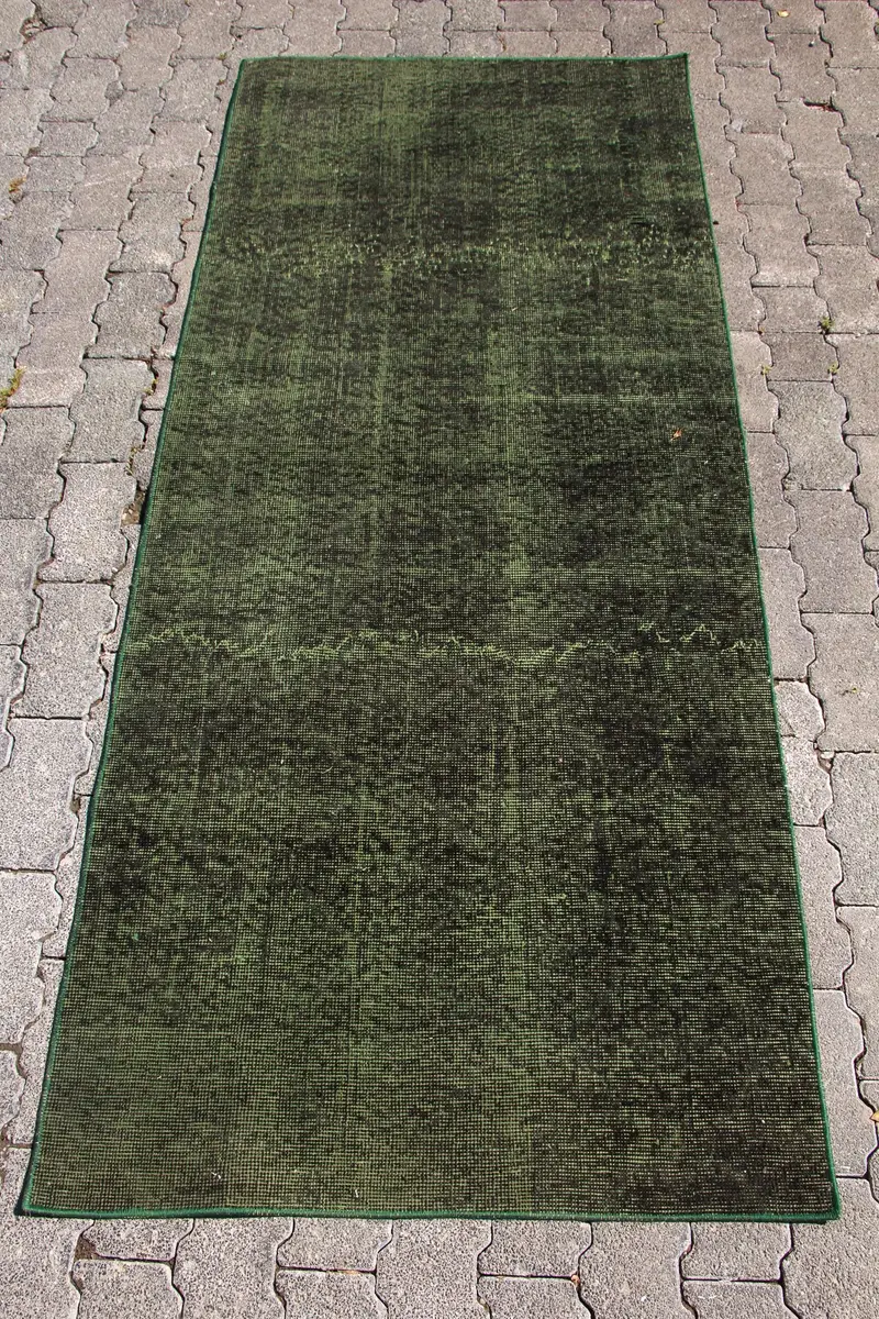Elegante alfombra floral verde, decoración elegante de 2,9x6,8 pies