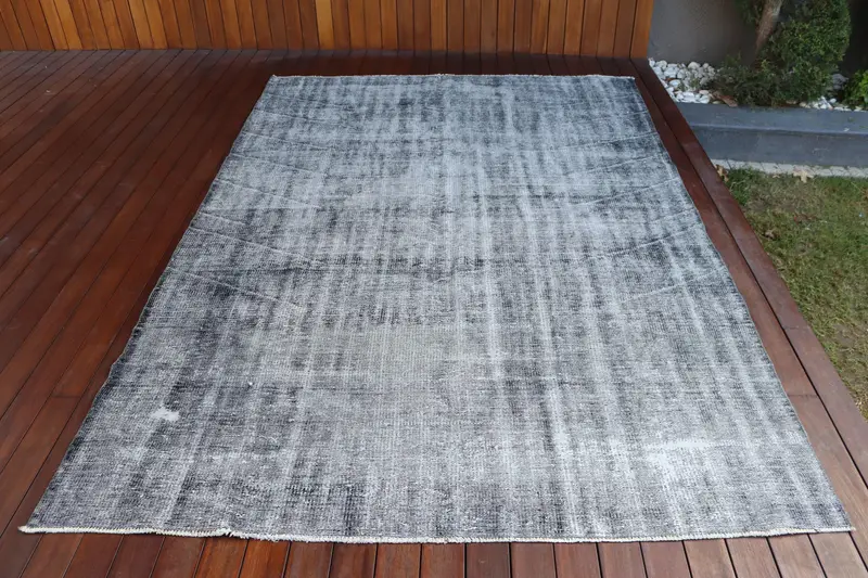 Türk Halısı, Büyük 6x9 ft Halı, Oushak Gri Hayvan Baskı Halısı - 1