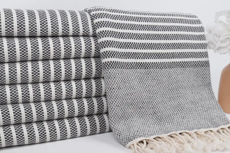 Organic Towel, Gift For Him, Personalized Gift For Her, 76x40 Cotton Striped Towel, Wedding Gifts Towel, Personalized Gifts, Embroidered Beach Towel - 2