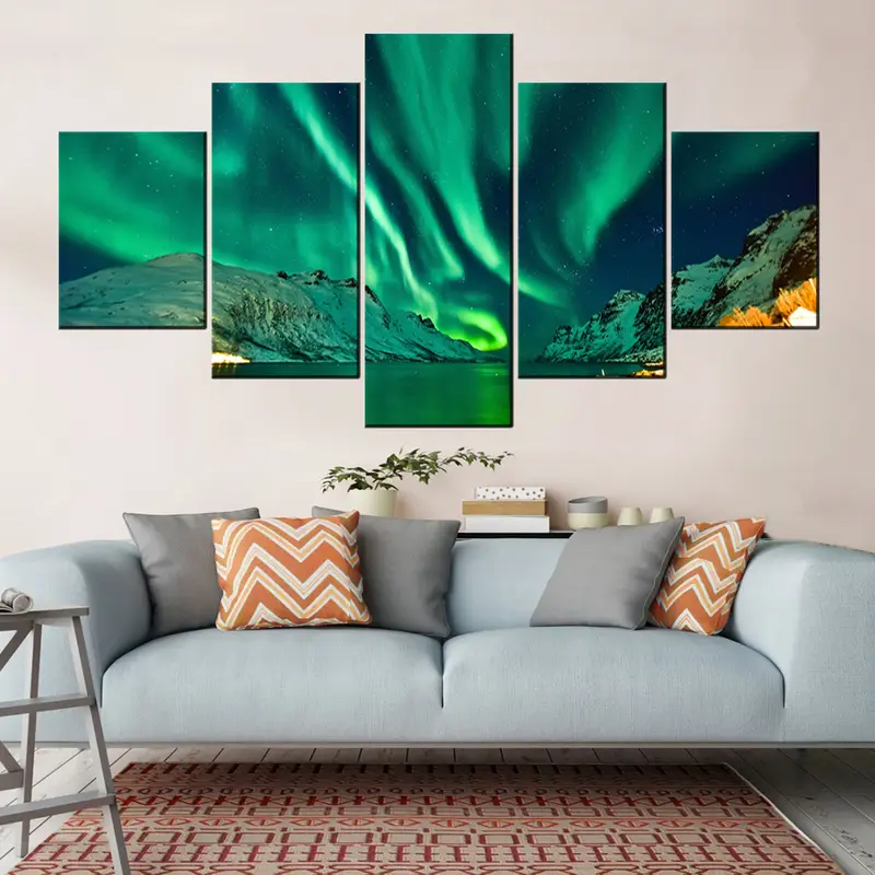 Yeşil Aurora Poster, Northern Lights Canvas, Gece Sky Duvar Sanatı, Modern Duvar Dekoru, Peyzaj Tuval, Hediye Tuval Sanatı, Kuzey Işıkları Baskı - 2