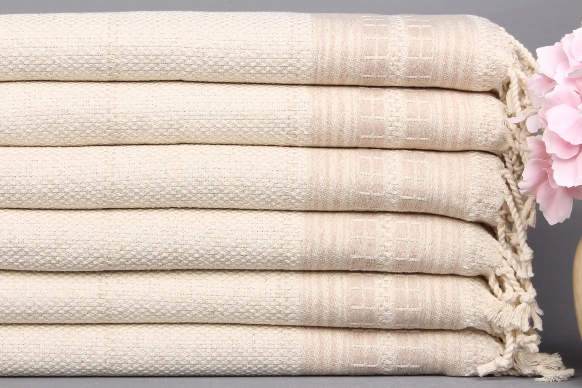 Camping Hand Towel Organic Cotton Beige, 20x40 Inches - 1