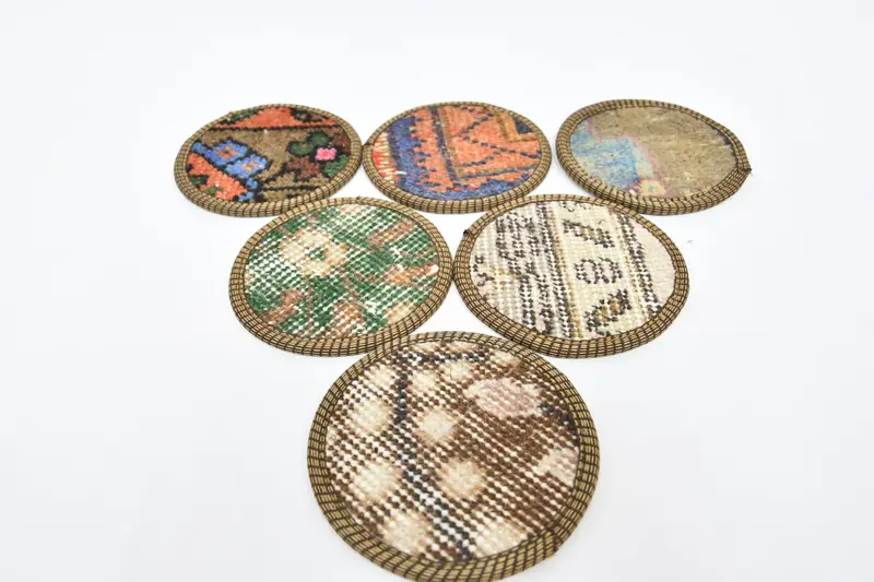 Posavasos naranjas y marrones, conjunto de seis posavasos hechos a mano