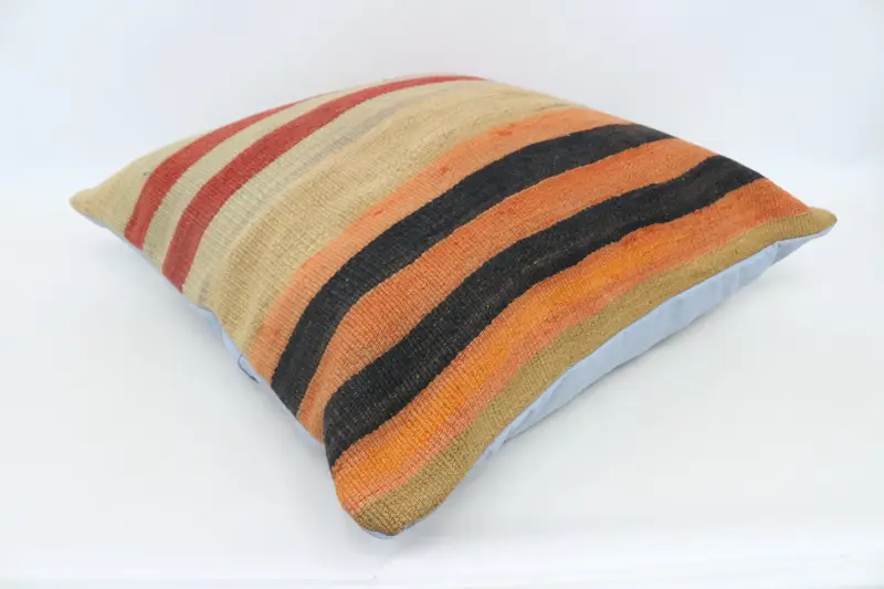Pillow for Couch, Kilim Cushion Sham, Ikat Pillow Sham, Turkish Corner Pillow Sham, Kilim Pillow, Pillow Sham, 28x28 Orange Pillow Case - 6