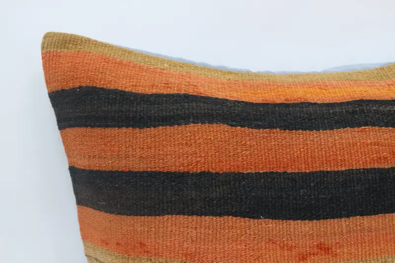Pillow for Couch, Kilim Cushion Sham, Ikat Pillow Sham, Turkish Corner Pillow Sham, Kilim Pillow, Pillow Sham, 28x28 Orange Pillow Case - 2