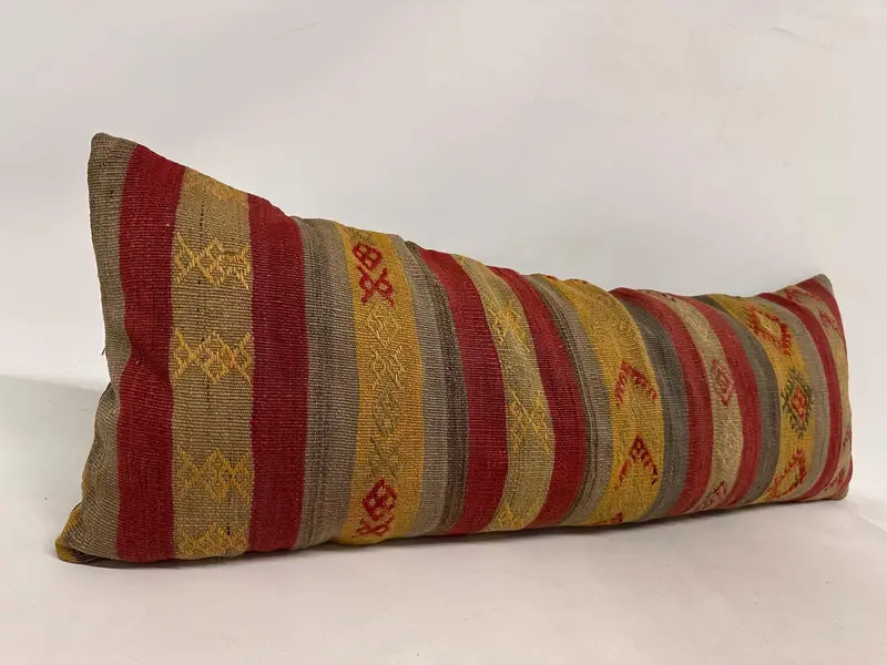 Pillow, Pillow for Couch, Throw Kilim Pillow, Authentic Pillow Sham, Turkish Kilim Pillow, Bolster Pillow Cover, 16x48 Red Pillow Case - 3