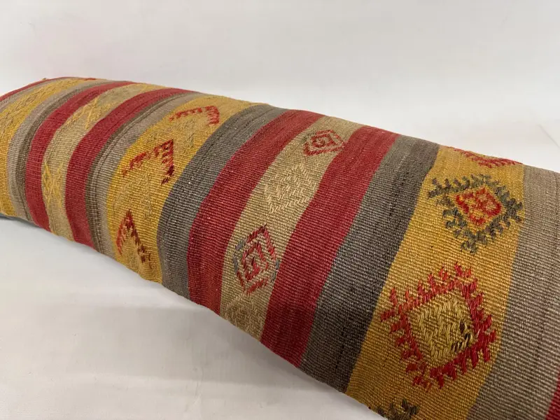 Pillow, Pillow for Couch, Throw Kilim Pillow, Authentic Pillow Sham, Turkish Kilim Pillow, Bolster Pillow Cover, 16x48 Red Pillow Case - 6