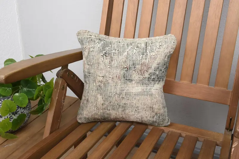 Vintage Kahverengi Euro Sham, Sunroom El Dokuma Hediye 12x12 inç Yastık Sham - 1