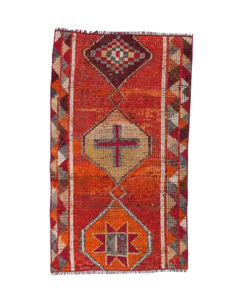 Orangefarbener Südwestteppich, 2,7 x 4,5 Fuß, lebendiges Dekor
