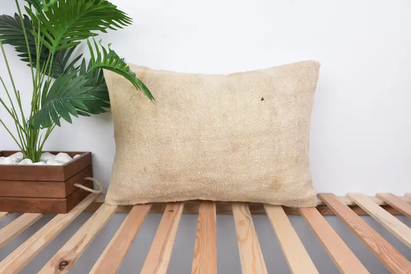 Pillow for Couch, Authentic Pillow Sham, 16x24 Beige Pillow Sham, Cushion Case, Vintage Kilim Pillow, Turkish Kilim Pillow - 1