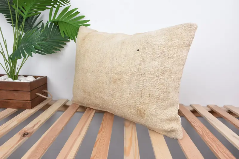 Pillow for Couch, Authentic Pillow Sham, 16x24 Beige Pillow Sham, Cushion Case, Vintage Kilim Pillow, Turkish Kilim Pillow - 5
