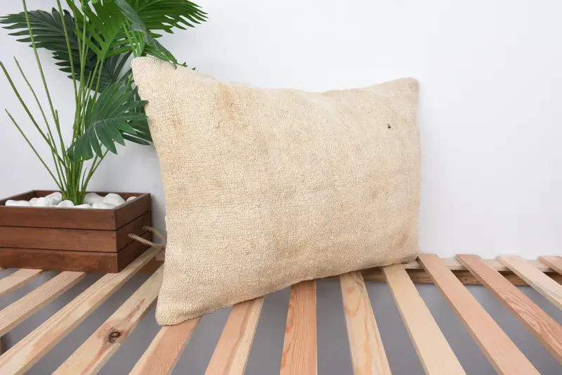 Pillow for Couch, Authentic Pillow Sham, 16x24 Beige Pillow Sham, Cushion Case, Vintage Kilim Pillow, Turkish Kilim Pillow - 4