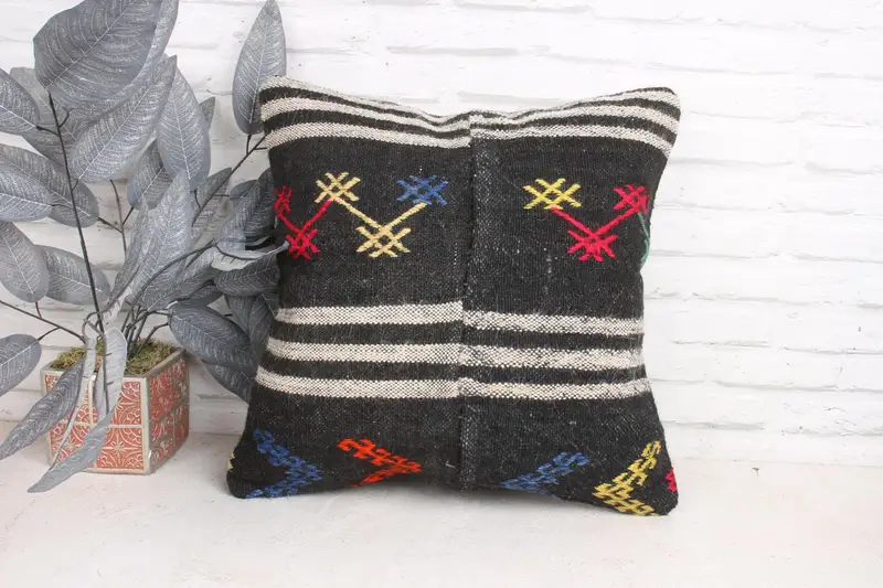 Gift Pillow, Kilim Pillow, Cotton Cushion, 18x18 Brown Pillow Cover, Personalized Gift Pillow Pillow, Cushion Cover, Kilim Cushion Sham, Pet Cushion - 1