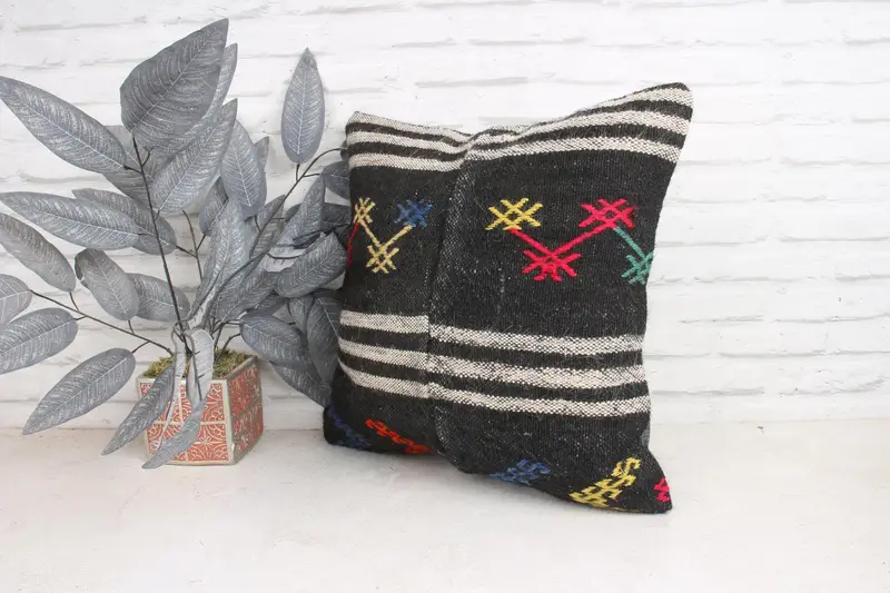 Gift Pillow, Kilim Pillow, Cotton Cushion, 18x18 Brown Pillow Cover, Personalized Gift Pillow Pillow, Cushion Cover, Kilim Cushion Sham, Pet Cushion - 4