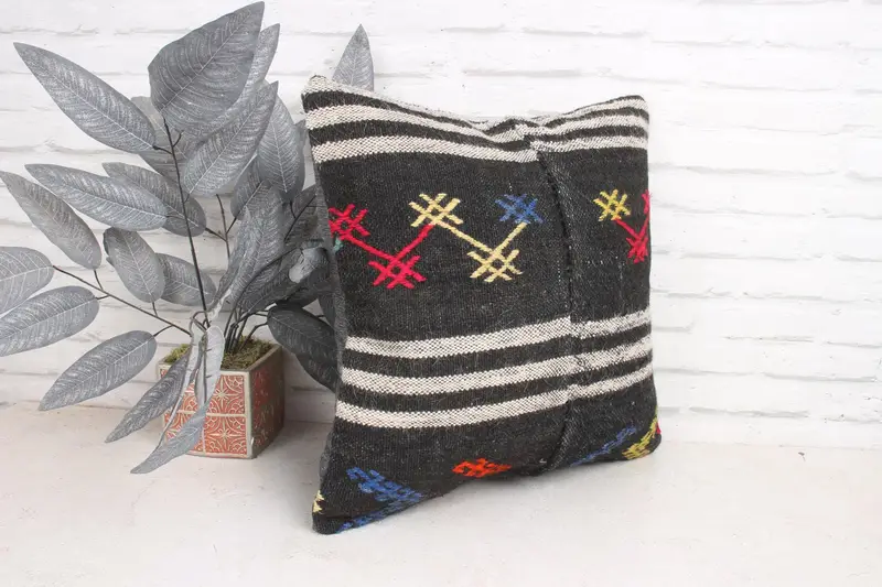 Gift Pillow, Kilim Pillow, Cotton Cushion, 18x18 Brown Pillow Cover, Personalized Gift Pillow Pillow, Cushion Cover, Kilim Cushion Sham, Pet Cushion - 3