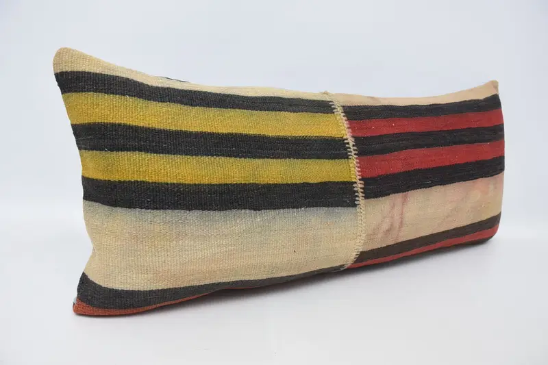 Vintage Kilim Pillow Cushion Case, Kilim Cushion Sham, Pillow Case, Throw Kilim Pillow, Vintage Kilim Throw Pillow, 16x36 Red Pillow Sham - 3