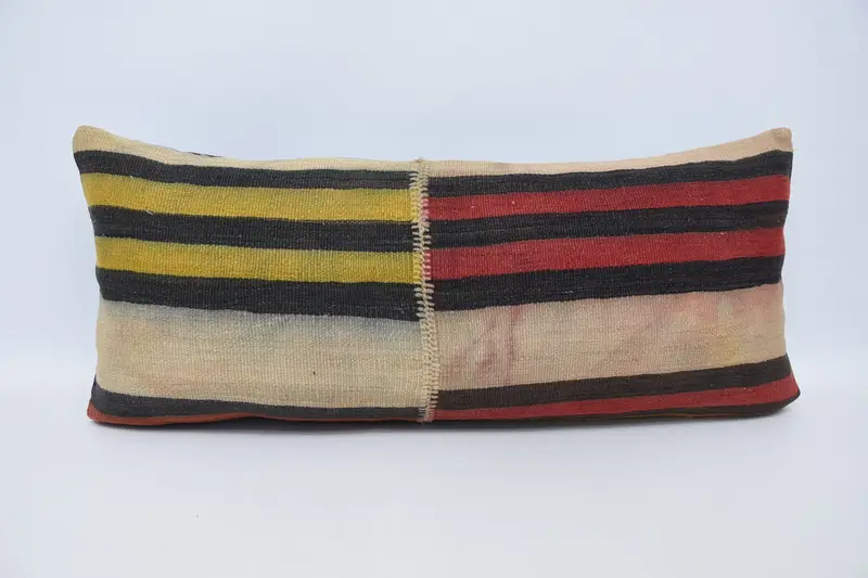 Vintage Kilim Pillow Cushion Case, Kilim Cushion Sham, Pillow Case, Throw Kilim Pillow, Vintage Kilim Throw Pillow, 16x36 Red Pillow Sham - 1