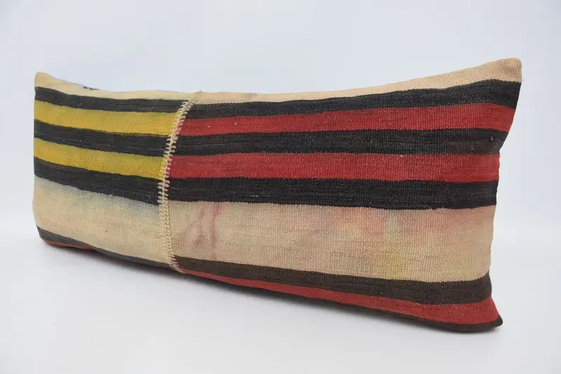 Vintage Kilim Pillow Cushion Case, Kilim Cushion Sham, Pillow Case, Throw Kilim Pillow, Vintage Kilim Throw Pillow, 16x36 Red Pillow Sham - 4