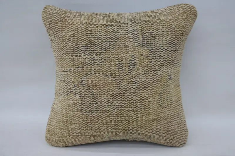 Vintage Kilim Pillow, Cushion Cover, Antique Pillows, Crochet Pattern Cushion Cover, Boho Pillow Sham Cover, 12x12 Beige Cushion Cover - 4