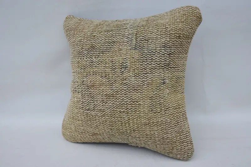 Vintage Kilim Pillow, Cushion Cover, Antique Pillows, Crochet Pattern Cushion Cover, Boho Pillow Sham Cover, 12x12 Beige Cushion Cover - 3
