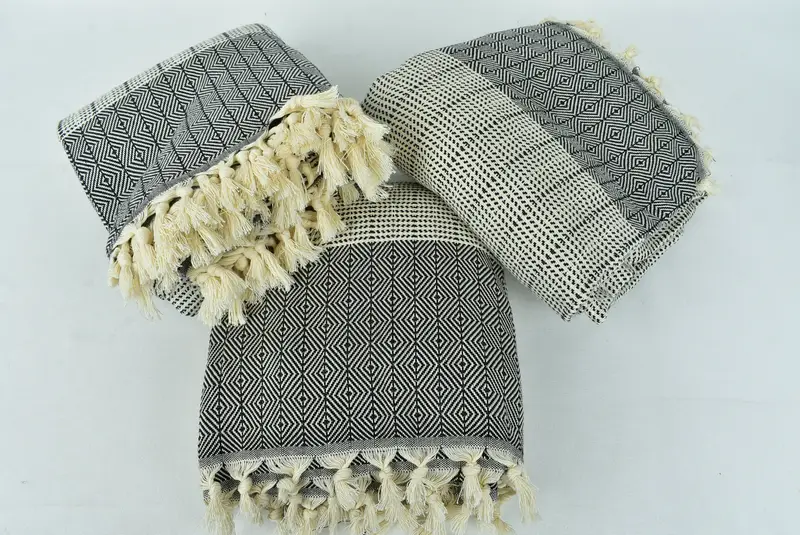 80x70 Cotton Diamond Towel, Wedding Favors, Turkish Cotton Blanket, Bachelor Gifts, Wedding Hand Made Gift, Decorative Blanket, Woven Throw Blanket - 6