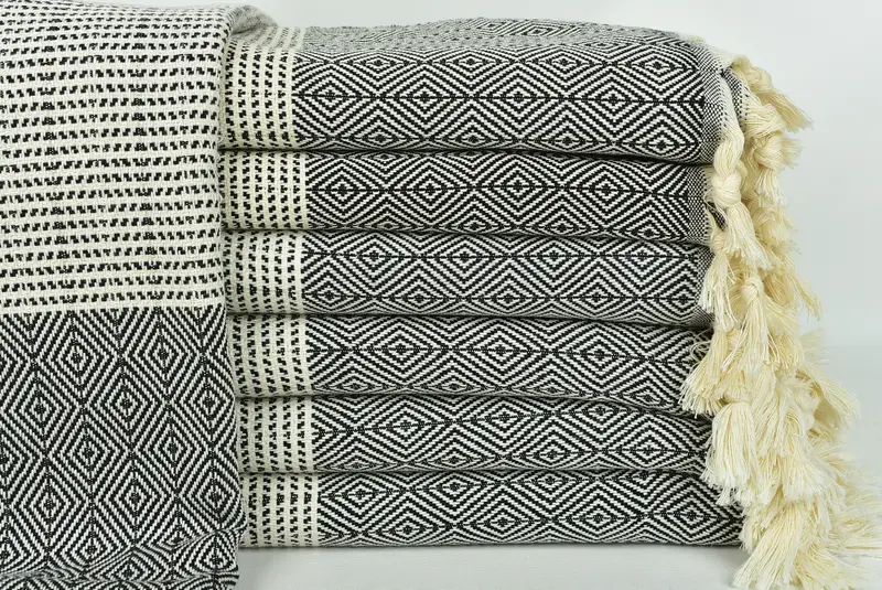 80x70 Cotton Diamond Towel, Wedding Favors, Turkish Cotton Blanket, Bachelor Gifts, Wedding Hand Made Gift, Decorative Blanket, Woven Throw Blanket - 1